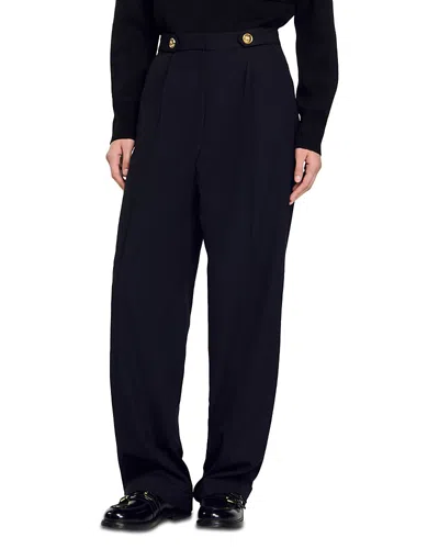 Sandro Tosca Wide Leg Pants In Black