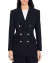 Sandro Toscane Double-breasted Wool Blazer In Black