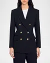 Sandro Toscane Double-breasted Wool Blazer In Black