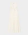 Sandro Tourterelle Crinkled Maxi Dress In Ecru