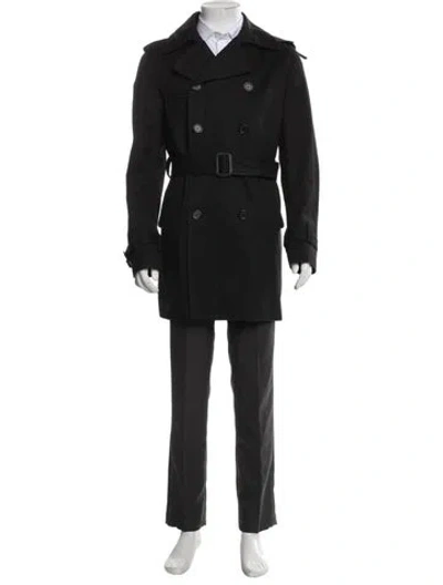 Pre-owned Sandro Trench Coat In Black