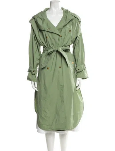 Pre-owned Sandro Trench Coat In Green