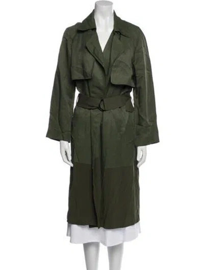 Pre-owned Sandro Trench Coat In Green