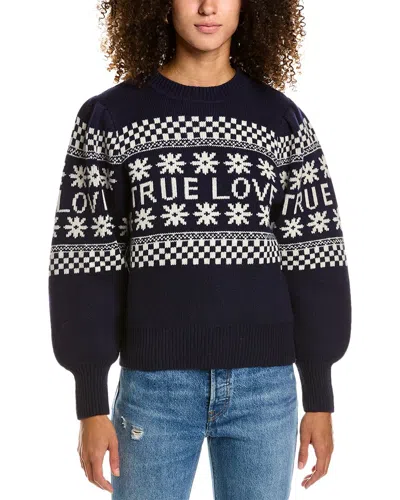 Sandro True Love Wool-blend Sweater In Blue