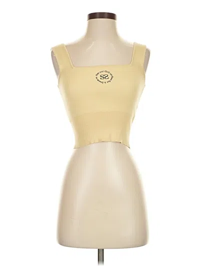 Pre-owned Sandro Tube Top Yellow Strapless Neckline Tops