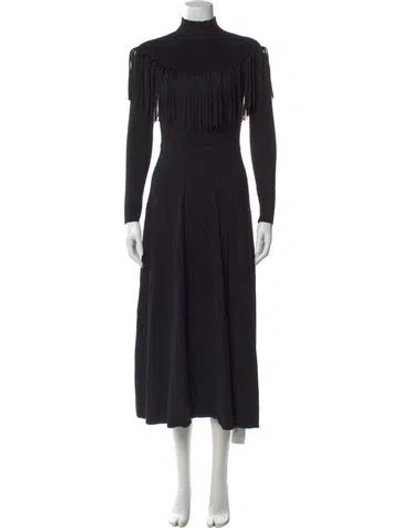 Pre-owned Sandro Turtleneck Long Dress In Black