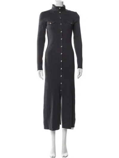 Pre-owned Sandro Turtleneck Long Dress In Blue