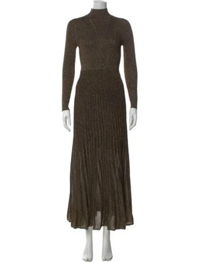Pre-owned Sandro Turtleneck Long Dress In Multi
