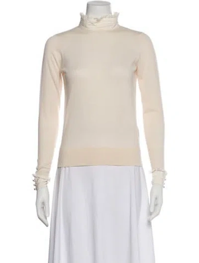 Pre-owned Sandro Turtleneck Long Sleeve Sweatshirt In White