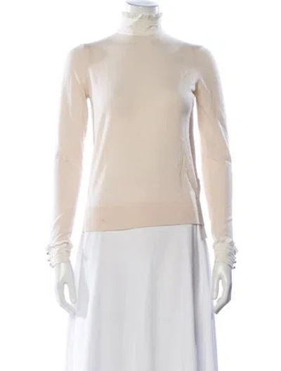 Pre-owned Sandro Turtleneck Long Sleeve Top In Neutral