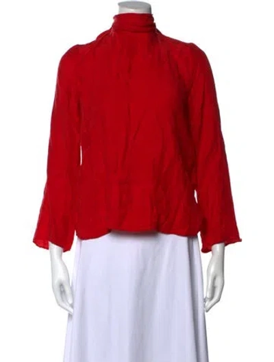 Pre-owned Sandro Turtleneck Long Sleeve Top In Red