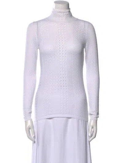 Pre-owned Sandro Turtleneck Long Sleeve Top In White