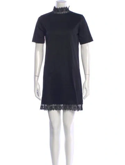 Pre-owned Sandro Turtleneck Mini Dress In Blue