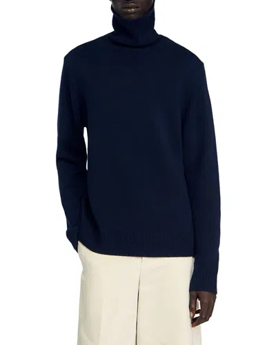 Sandro Turtleneck Sweater In Blue