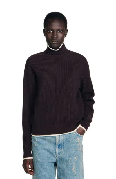 Sandro Turtleneck Sweater In Brown