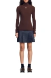 Sandro Cable Knit Turtleneck Sweater In Brown