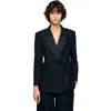 Sandro Tuxedo Jacket With Satin Collar In Black