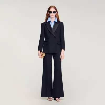 Sandro Tuxedo Jacket With Satin Collar In Blue