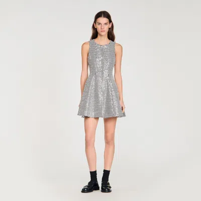 Sandro Tweed And Sequin Mini Dress In Silver