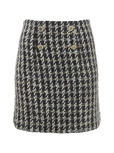 Pre-owned Sandro Tweed Button-detail Mini Skirt In Blue