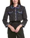 Sandro Tweed Crop Jacket In Black