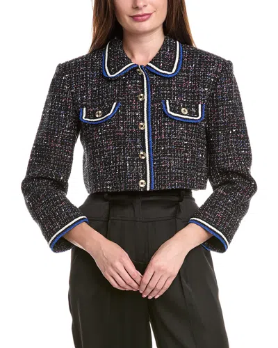 Sandro Tweed Crop Jacket In Black