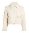 Sandro Tweed Cropped Jacket In Ecru