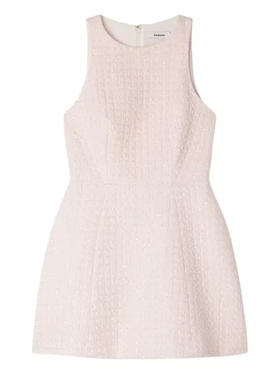 Sandro Tweed-fabric Sequin-embellished Mini Dress In Pink