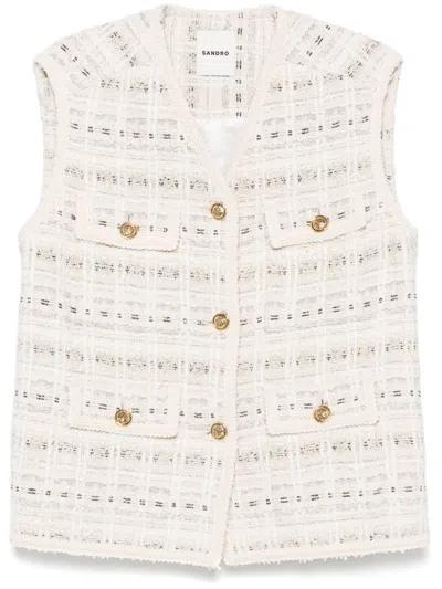 Sandro Tweed Gilet In 中性色
