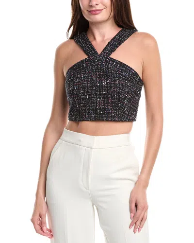 Sandro Tweed Halter Top In Black