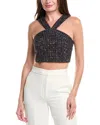 Sandro Tweed Halter Top In Black