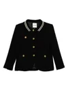 Sandro Womens Black Stripe-collar Tweed Jacket In Black