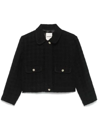 Sandro Tweed Jacket In Black