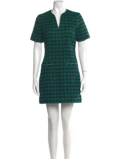 Pre-owned Sandro Tweed Mini Dress In Green