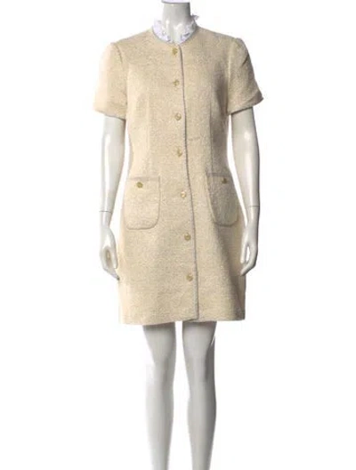 Pre-owned Sandro Tweed Mini Dress In Metallic/neutrals/white
