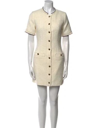 Pre-owned Sandro Tweed Mini Dress In Neutral