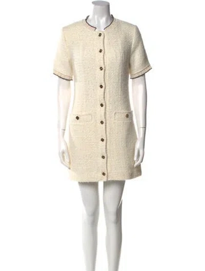 Pre-owned Sandro Tweed Mini Dress In Neutral