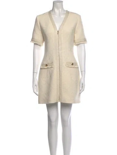 Pre-owned Sandro Tweed Mini Dress In Neutral