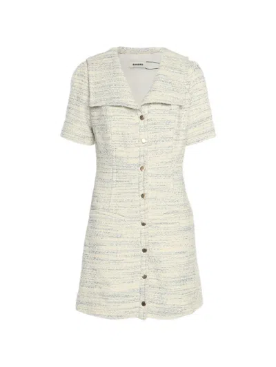 Pre-owned Sandro Tweed Mini Dress In Neutral