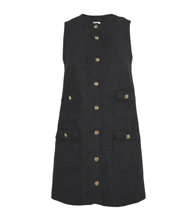 Sandro Tweed Mini Shift Dress In Black