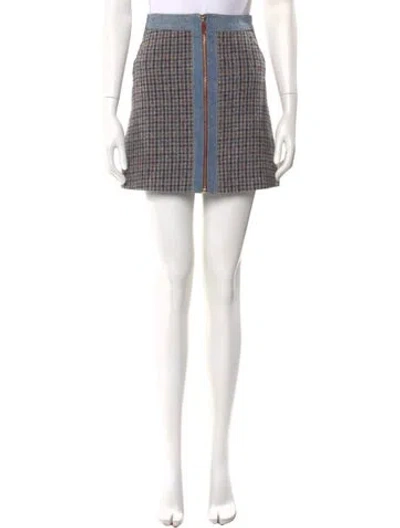 Pre-owned Sandro Tweed Mini Skirt In Blue