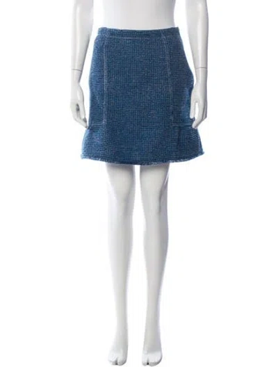 Pre-owned Sandro Tweed Mini Skirt In Blue/metallic