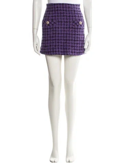 Pre-owned Sandro Tweed Mini Skirt In Green
