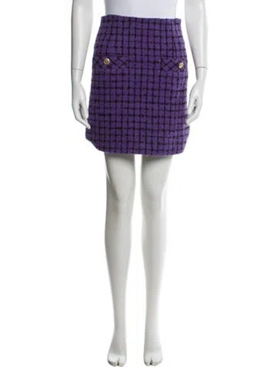 Pre-owned Sandro Tweed Mini Skirt In Purple