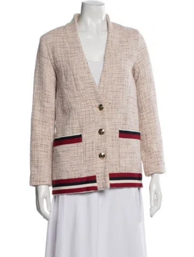 Pre-owned Sandro Tweed Pattern Blazer