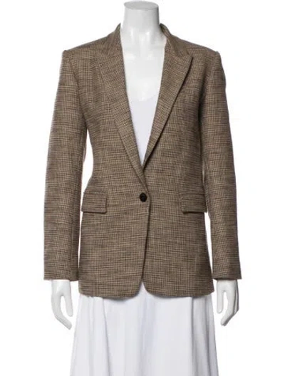 Pre-owned Sandro Tweed Pattern Blazer In Brown