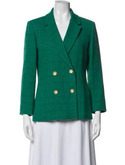 Pre-owned Sandro Tweed Pattern Blazer In Green