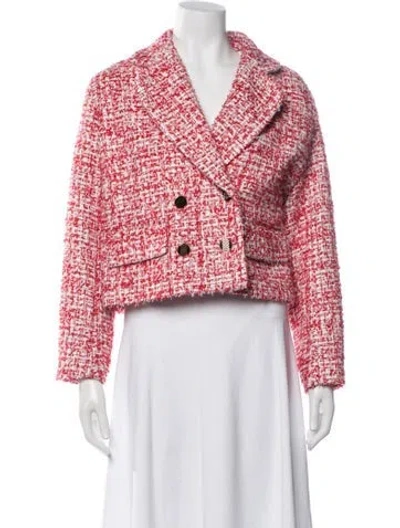 Pre-owned Sandro Tweed Pattern Blazer In Metallic/red