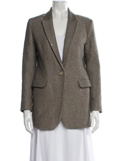 Pre-owned Sandro Tweed Pattern Blazer In Neutral