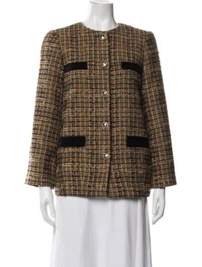 Pre-owned Sandro Tweed Pattern Blazer In Neutrals
